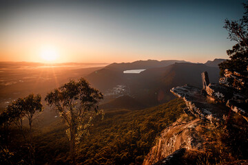 Scene of the Boroka Lookout in the Grampians National Park in the sunrise