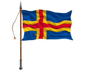National Flag of Åland Islands. Background  with flag  of Åland Islands