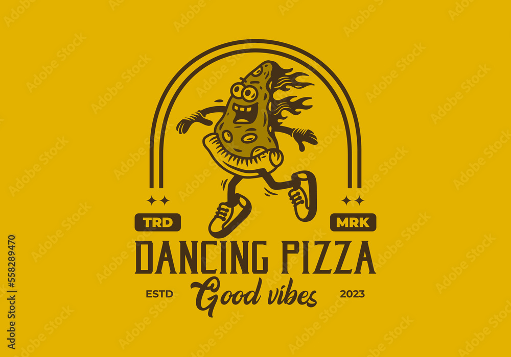 Wall mural Mascot illustration design of dancing pizza