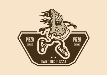 Mascot illustration design of dancing pizza
