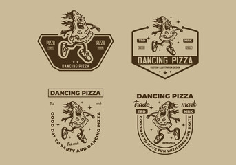 Mascot illustration design of dancing pizza - obrazy, fototapety, plakaty