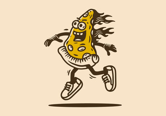 Mascot illustration design of dancing pizza