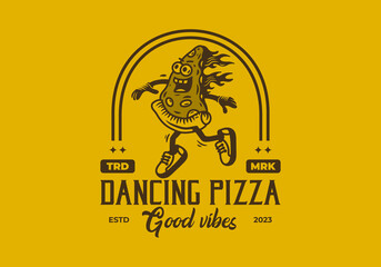Mascot illustration design of dancing pizza