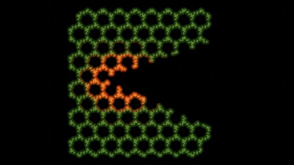 Self-healing material. Nanotechnology regenerating. Molecular regeneration. Self-repairing molecular system structure. Broken lattice framework, super material heals itself. 3d render illustration