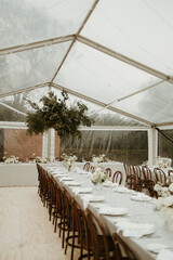 2023 Wedding decoration with long tables and green Australian natives