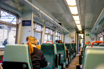 The Passengers inside the trains at Glasgow Train Station ,  Glasgow , Scotland : 27 February 2018
