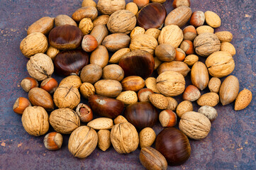 Mixed nuts on the table
