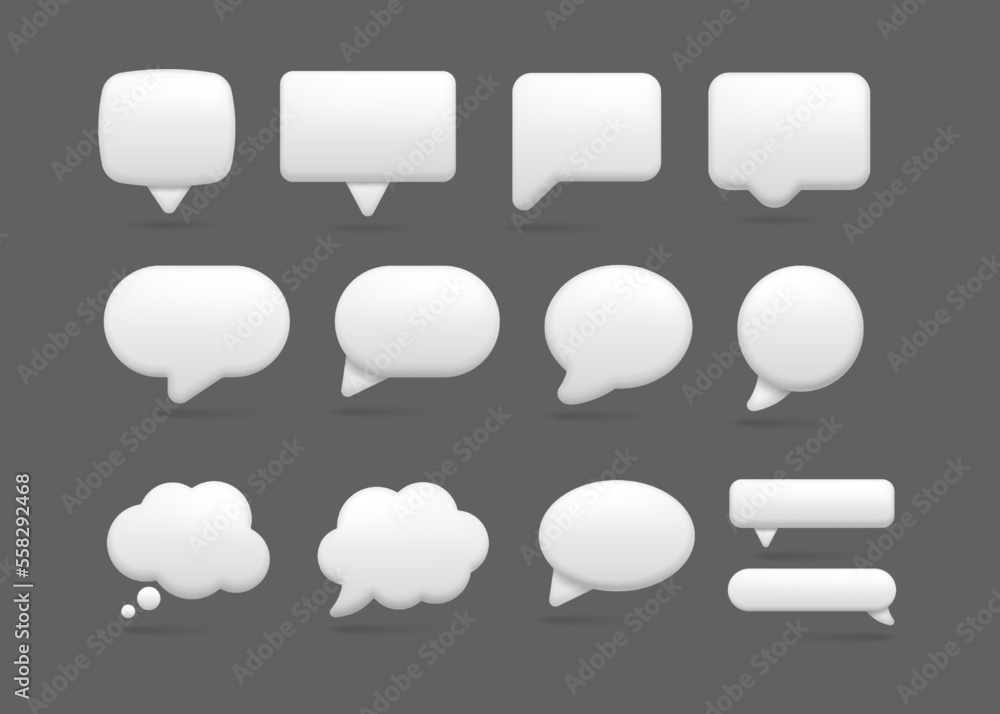 Aufkleber 3d white speech bubbles shape of collection. vector dialog bubble shape, speech design talk and chat
