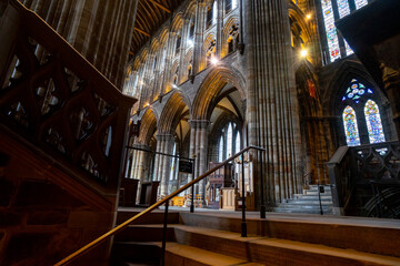 Beautiful Interior of Glasglow Cathedral , oldest cathedral church in mainland Scotland with classic frescoes stained glass window at Glasgow , Scotland : 27 February 2018