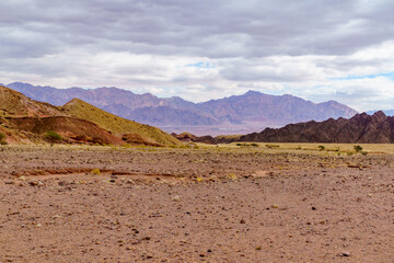 Arava desert valley landscape near the Shkhoret Canyon