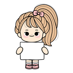 girl with paper name tag