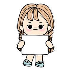 girl with paper name tag