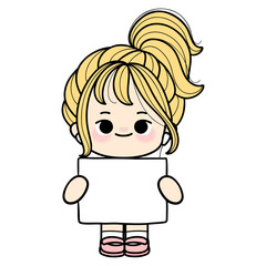 girl with paper name tag