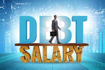 Debt and loan concept as a proportion of salary