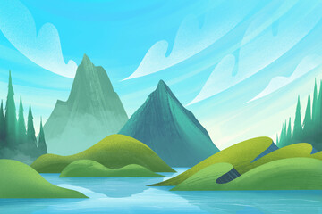 Mountain Landscape Background Scene PNG Clipart Illustration
