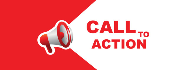 call to action sign on white background