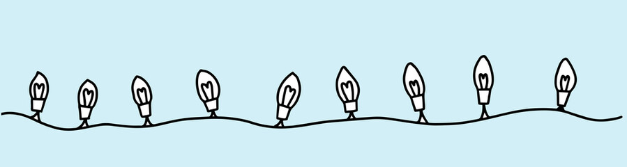 bulbs garland lighting hand drawn doodle vector