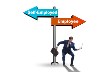 Fototapeta premium Concept of choosing self-employed versus employment