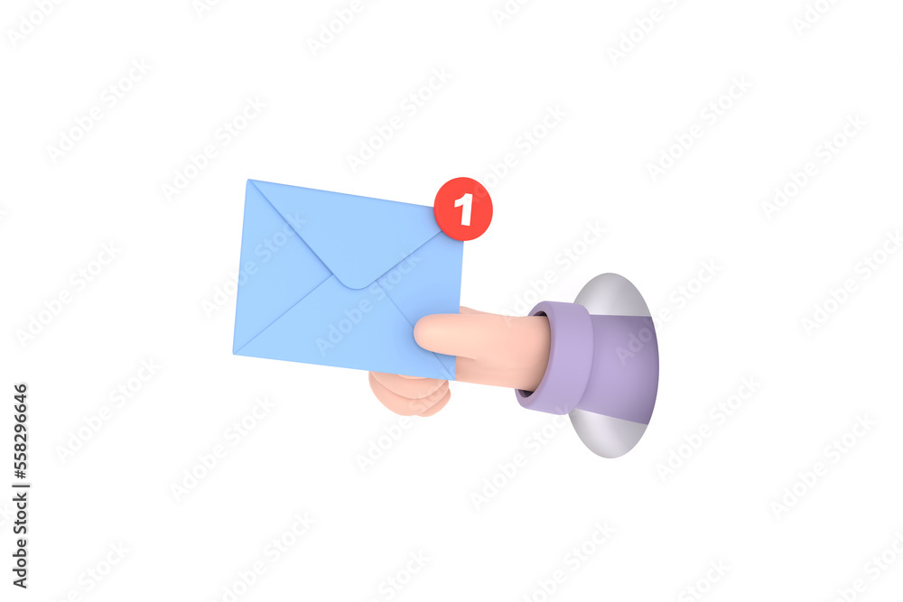 Aufkleber hand hold an envelope of sending notification icon with e-mail message.