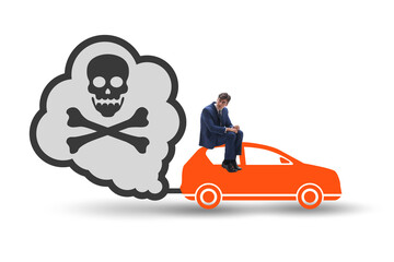 Car pollution in ecological concept