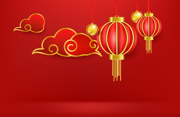 3D style vector lamp and background Chinese new year concept, Chinese new year festivals.