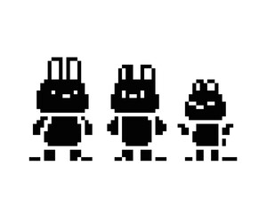 Pixel art 1bit rabbit character.