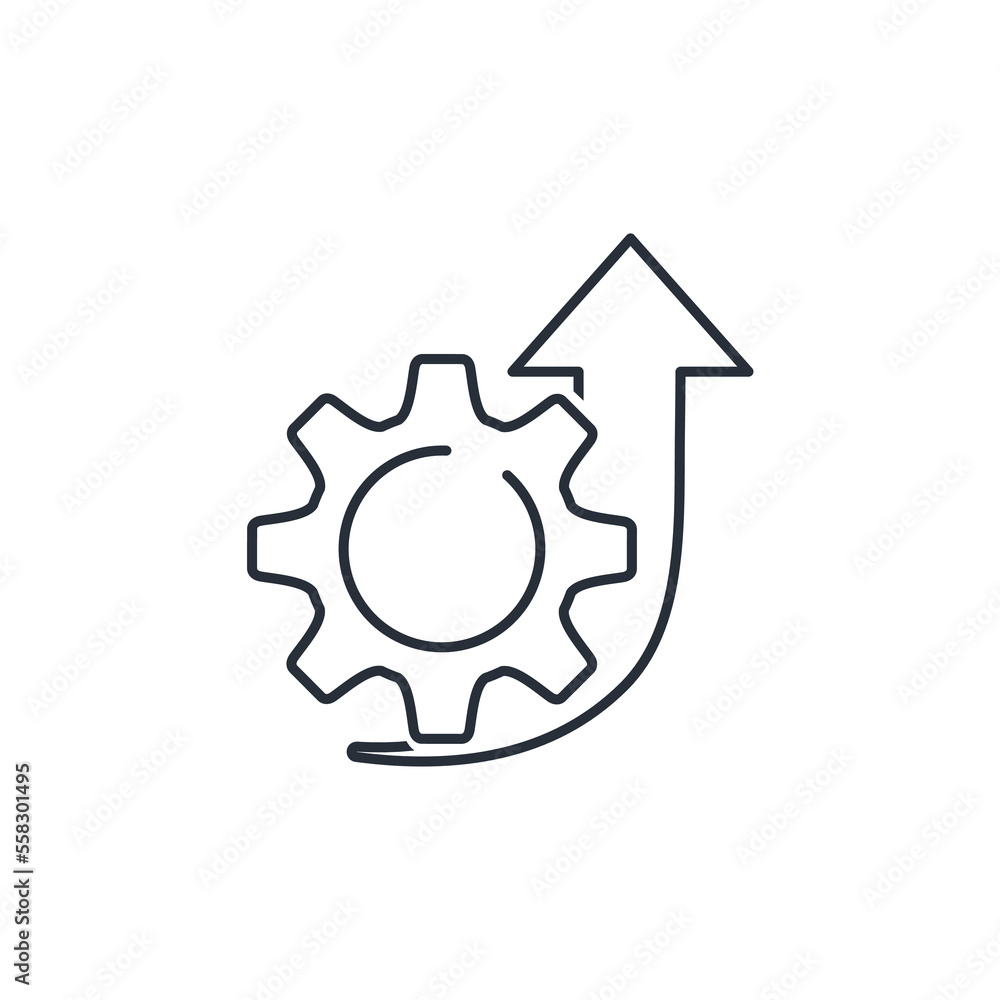 Poster growth operational excellence, cost efficiency. vector linear icon isolated on white background