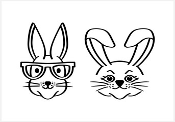 Doodle rabbit icon Easter line art Hare for design Vector stock illustration EPS 10