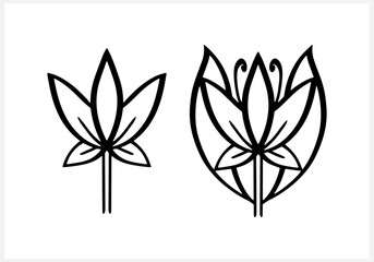 Lotus flower icon isolated. Sketch clipart. Doodle engraving Vector stock illustration. EPS 10