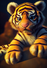 Adorable baby tiger character design. cute tiger cartoon animation.