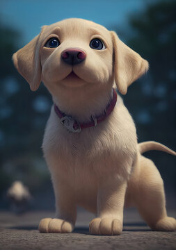 Adorable baby labrador dog character design, cute puppy labrador cartoon animation