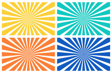 Colorful Radial Motion Sun Beam Rays Vector Element Set