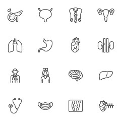 Healthcare and medical line icons set