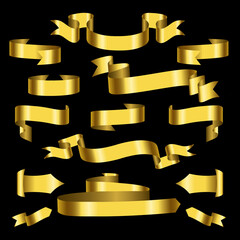 Set of golden ribbons