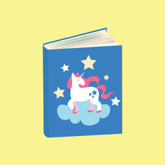 Blue book with a unicorn on the cover
