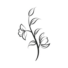 Hand Drawn Floral design. Minimal Line Art Tattoo Design. 