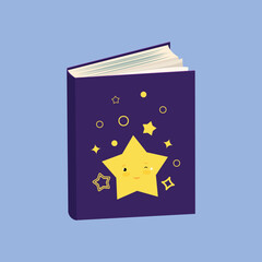 Blue book with yellow stars on the cover