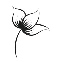 Hand Drawn Floral design. Minimal Line Art Tattoo Design. 
