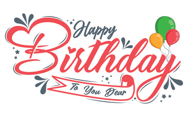Happy Birthday typography or Calligraphy lettering with balloons