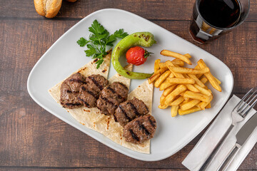 Turkish meatball traditional kofte. Spicy meatballs Kebab or Kebap