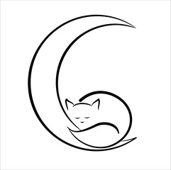 sleeping cat brush ink painting