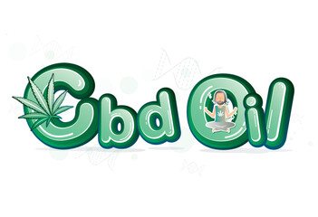 Naklejka premium CBD oil and of Cannabis essence oil drop logo design,Marijuana leaf. Medical cannabis. Hemp oil