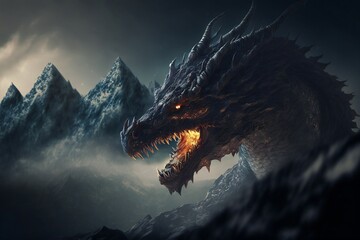 Dragon portrait illustration.