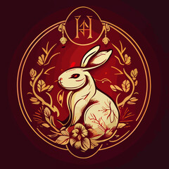 Happy Chinese New Year 2023 Rabbit Zodiac illustration for the year of the Rabbit