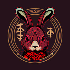 illustration of Chinese rabbit asian new year concept