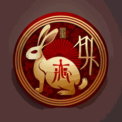 Happy Chinese New Year 2023 Rabbit Zodiac illustration for the year of the Rabbit