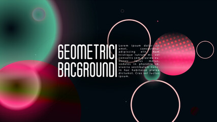 Vector Futuristic Background with Gradient Mesh Holographic Circles. Hipster Graphic Template Design with Lines, Dots, Round Shapes. Dynamic Style for your Business Brochure.