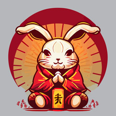 Happy Chinese New Year 2023 Rabbit Zodiac illustration for the year of the Rabbit