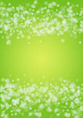 Abstract Green Background with Golden Circular Spot Lights.  Vibrant Sunlight  Summer and Spring Texture. Bokeh Blurry Template. Shiny Gradient Cover. Festive Christmass and New Year Snow on Green.