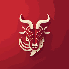 Chinese New Year 2023, Pig Goat sign on red color background.